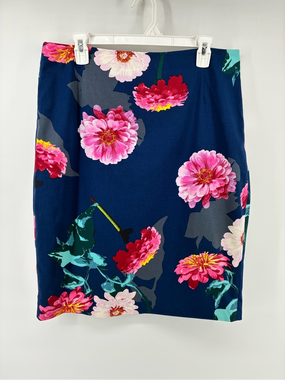 Banana Republic Navy Floral Pencil Skirt with Pink Blooms